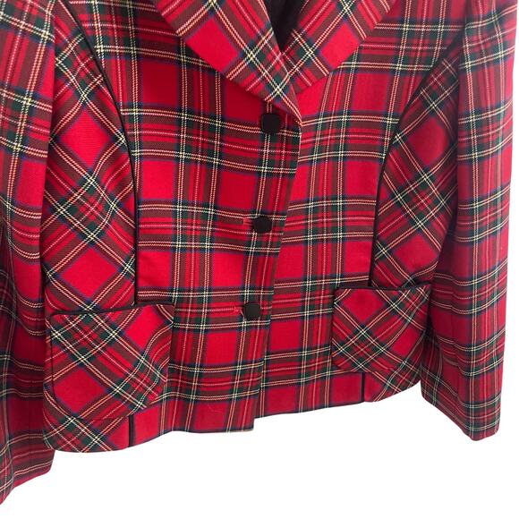 Pendleton Red Tartan Plaid Button Front Pure Wool Blazer Jacket Womens 10 - Picture 2 of 5